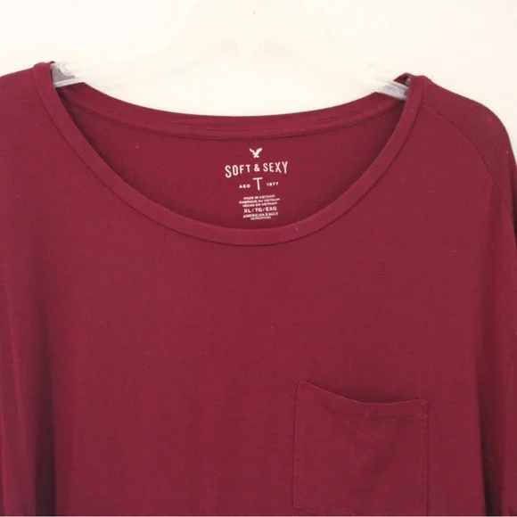 American Eagle Soft and Sexy Burgundy Tee Size XL - Picture 2 of 4